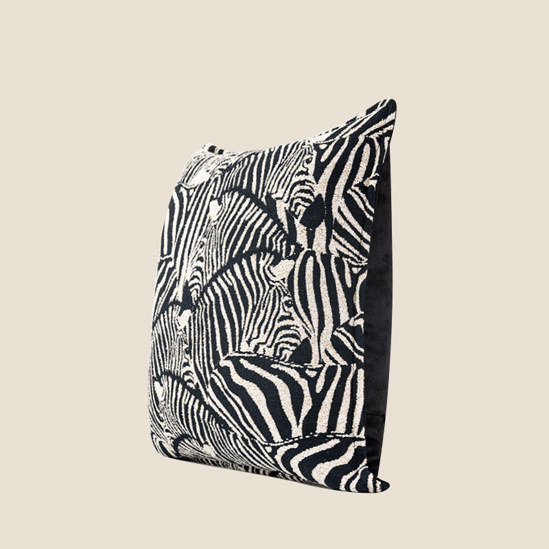 Zebra/ Black and White Brush Stroke Decorative Throw Pillow