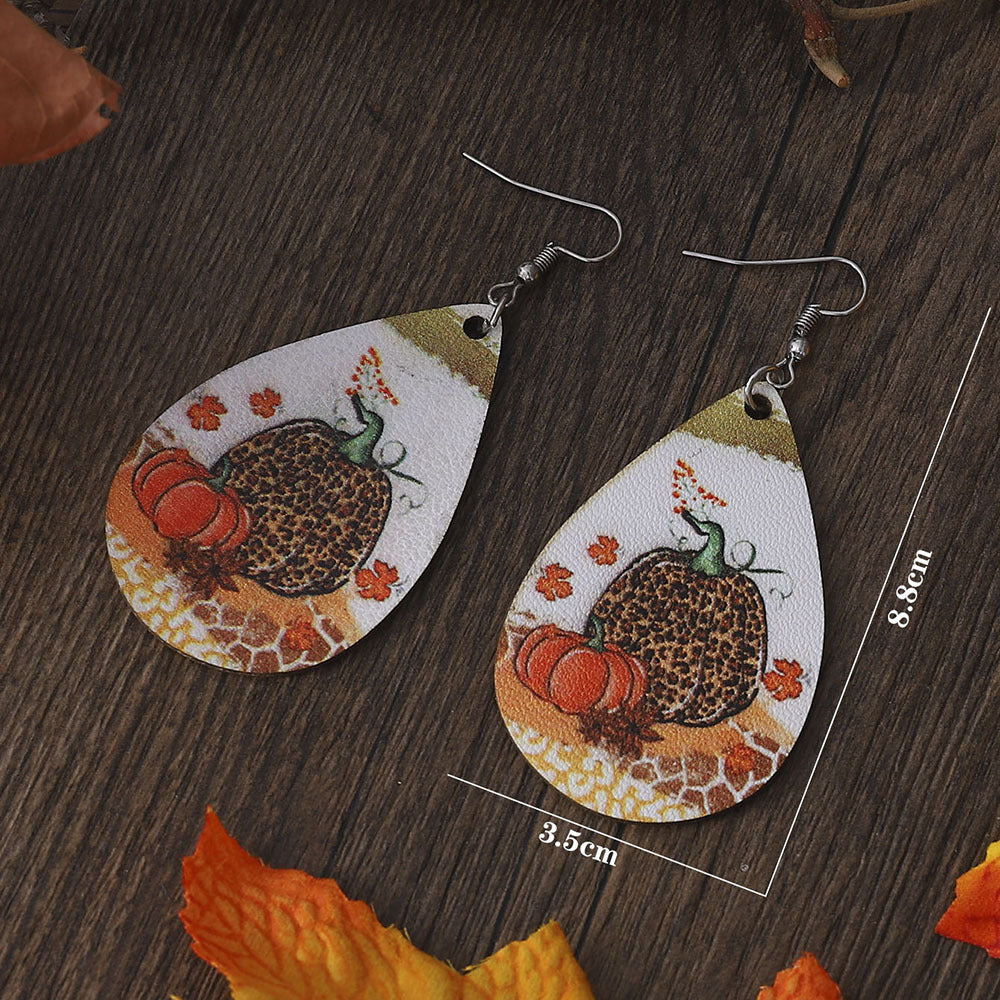 Harvest Leopard Pumpkin Earrings