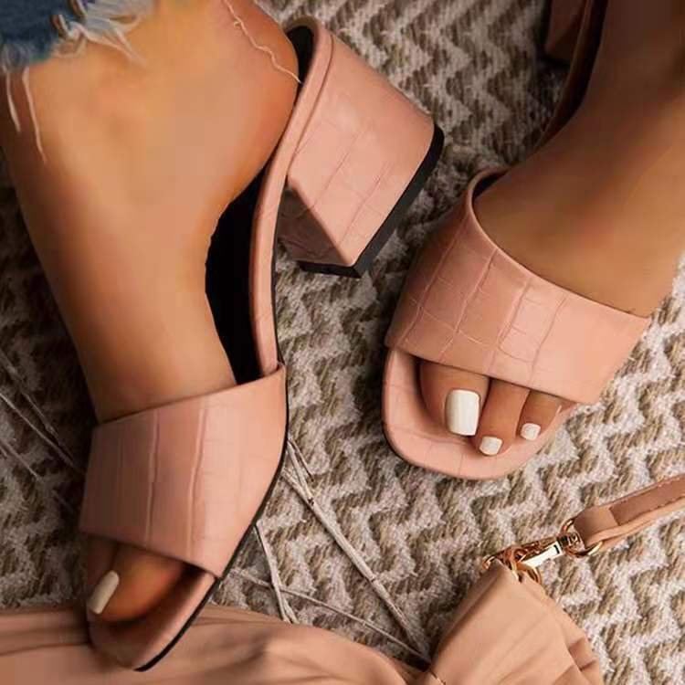 Crocodile Chunky Heel Sandal