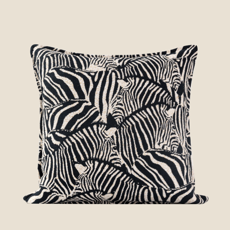 Zebra/ Black and White Brush Stroke Decorative Throw Pillow