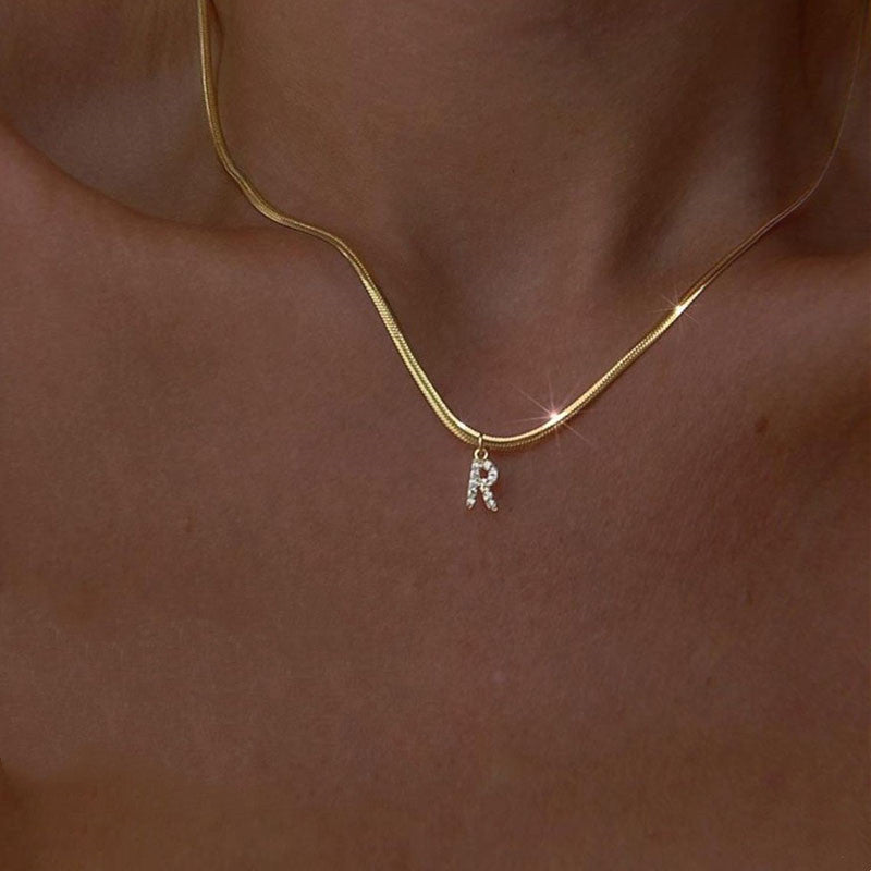 Gold Minimalist Tiny Initial Necklace