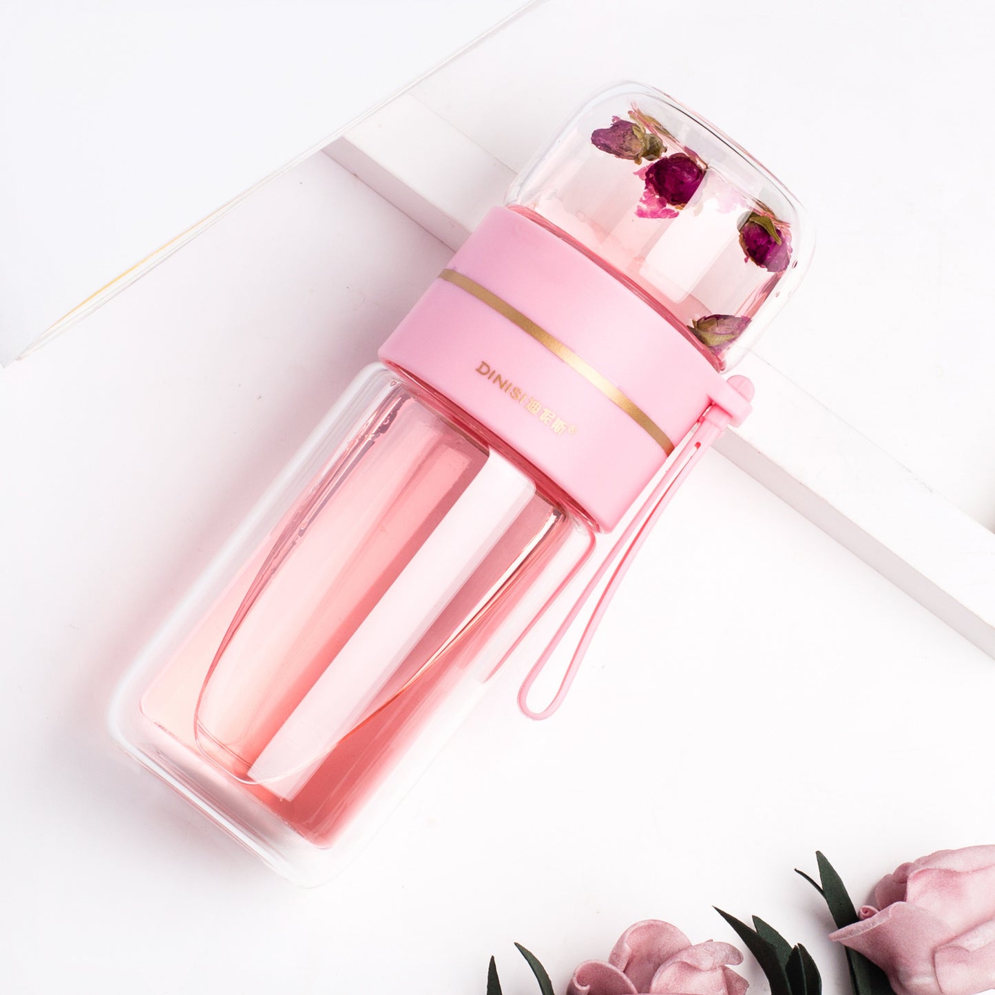 Tea Infuser Filter Glass Water Bottle