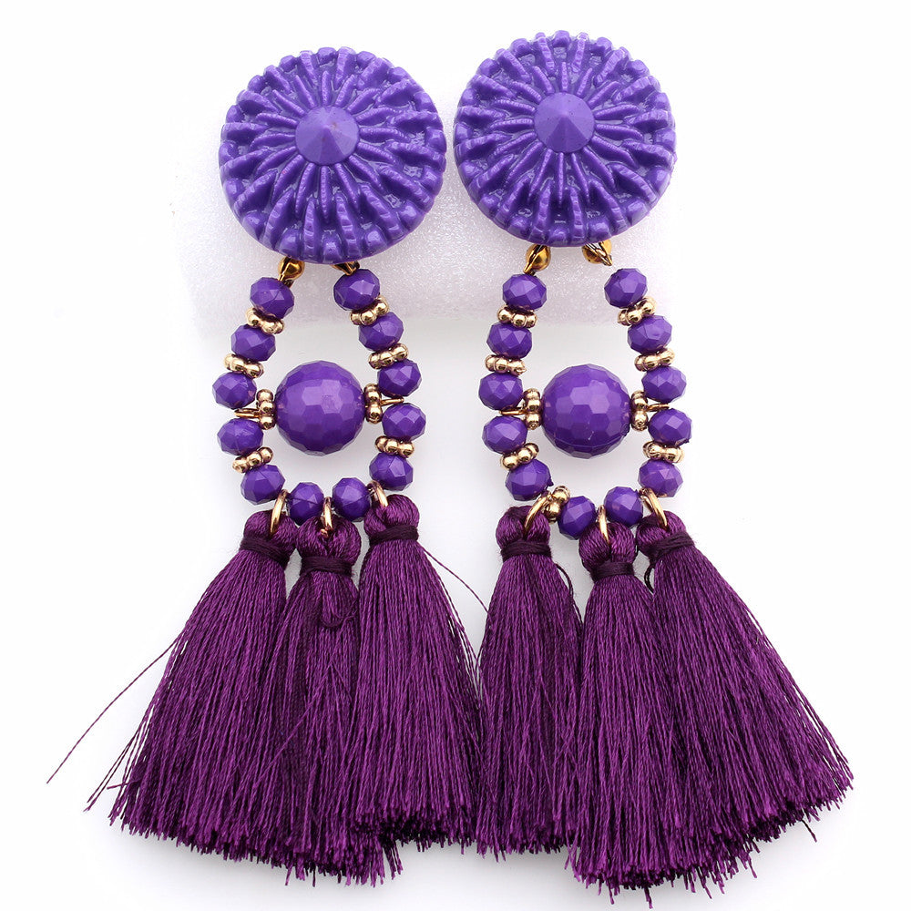 Beaded Tassel Shoulder Duster Earrings