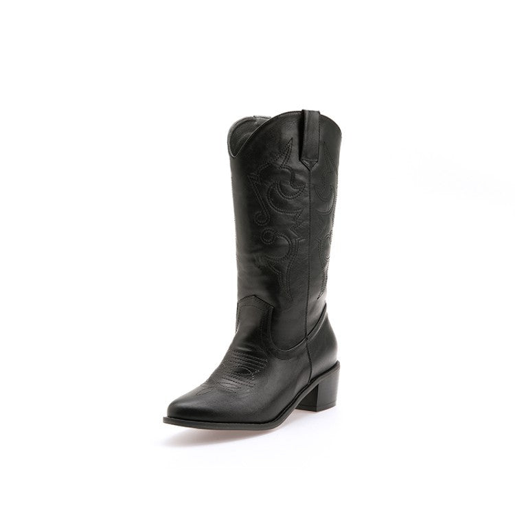 Calf Length Pointed Toe Western Cowgirl Boot