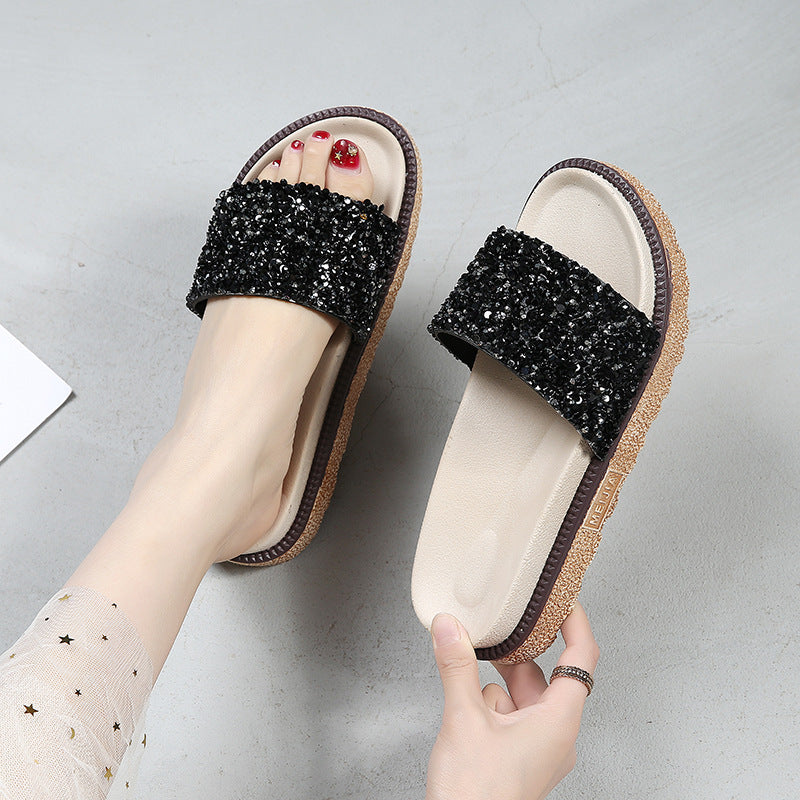 Beaded Strap Flat Sandal