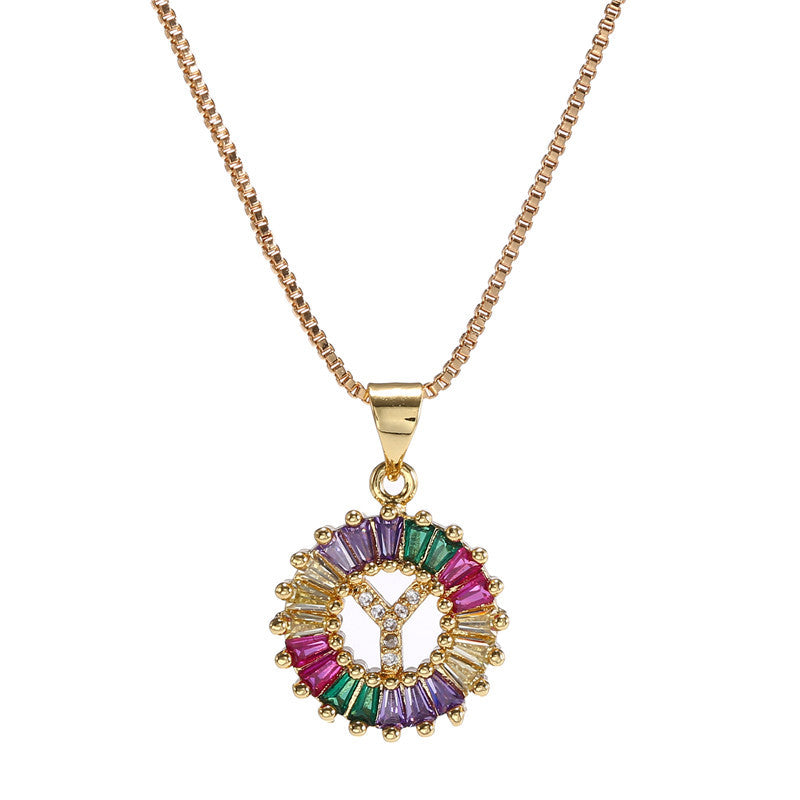 Rainbow Initial Necklace