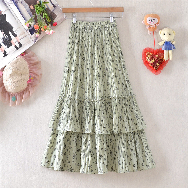 Floral Layered Ruffle Maxi Skirt