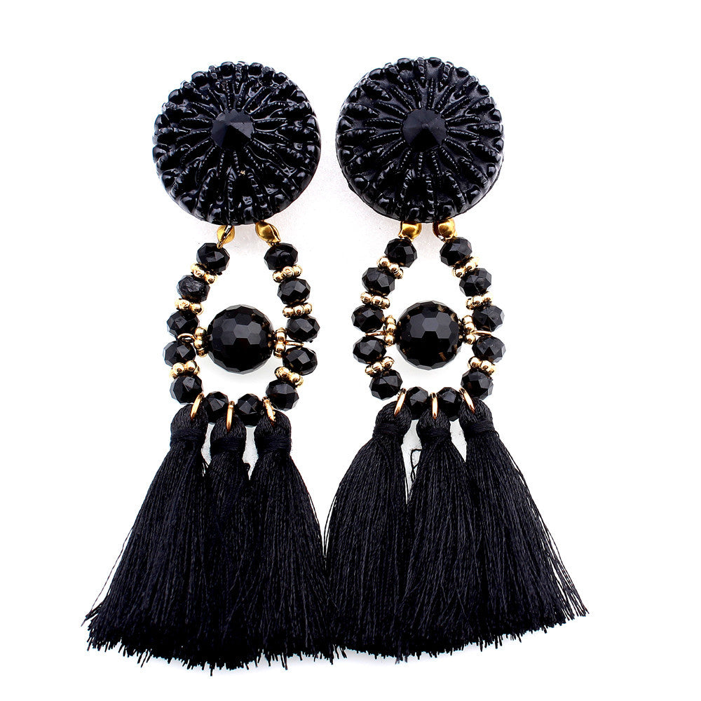 Beaded Tassel Shoulder Duster Earrings