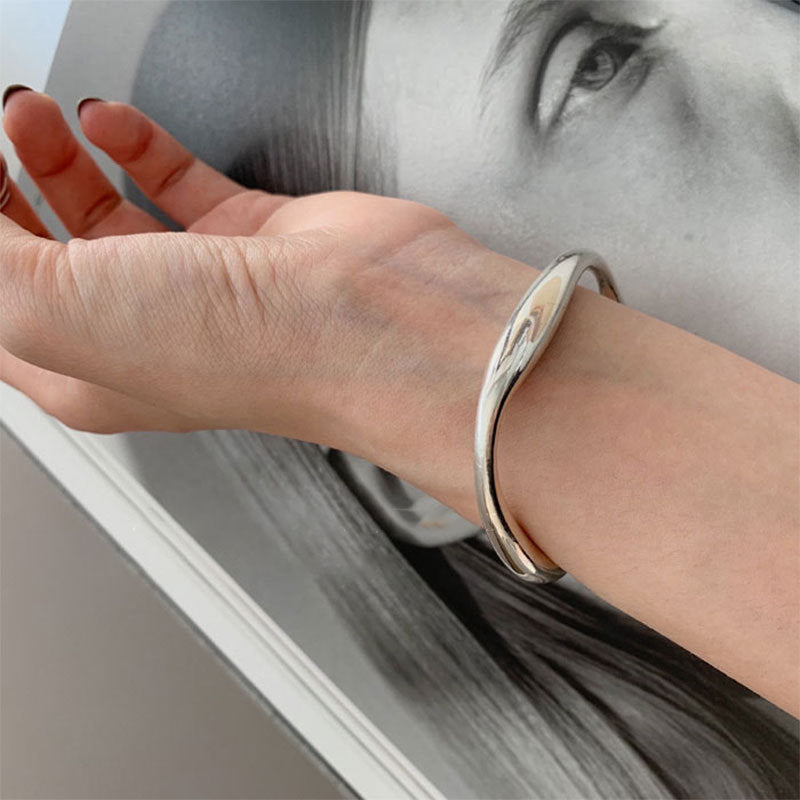 Irregular Shaped Silver Bangle