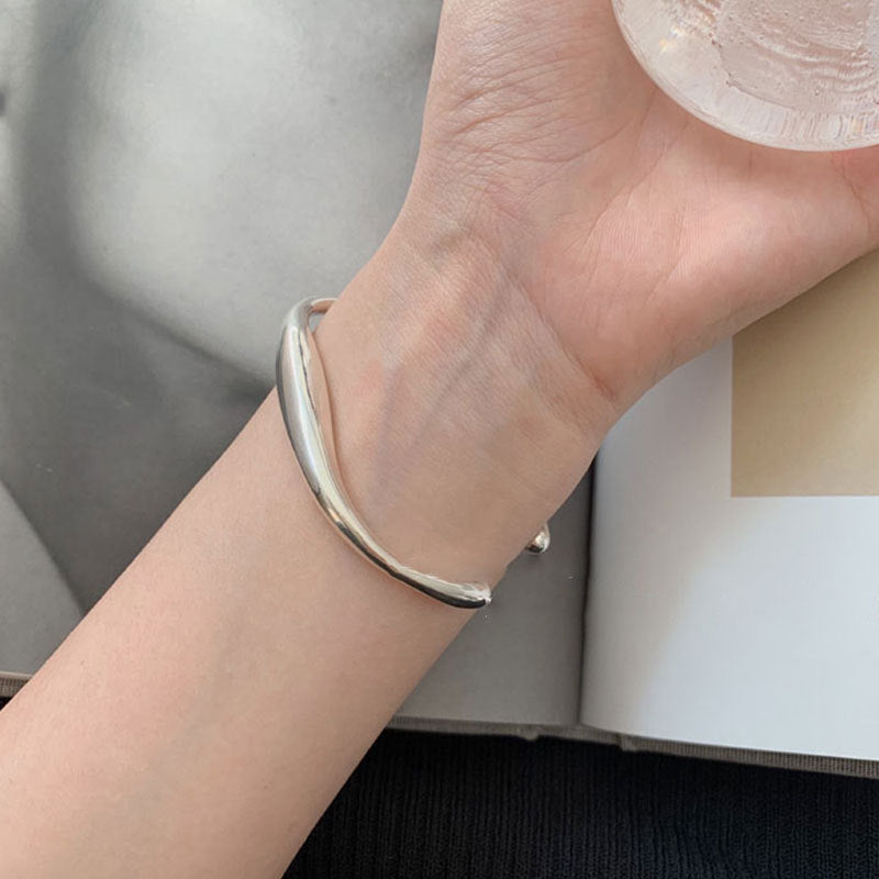 Irregular Shaped Silver Bangle