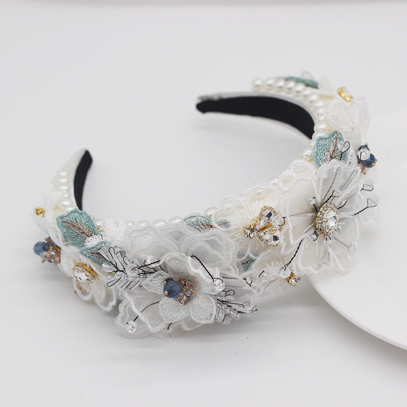 Delicate Beaded Lace Floral Headband