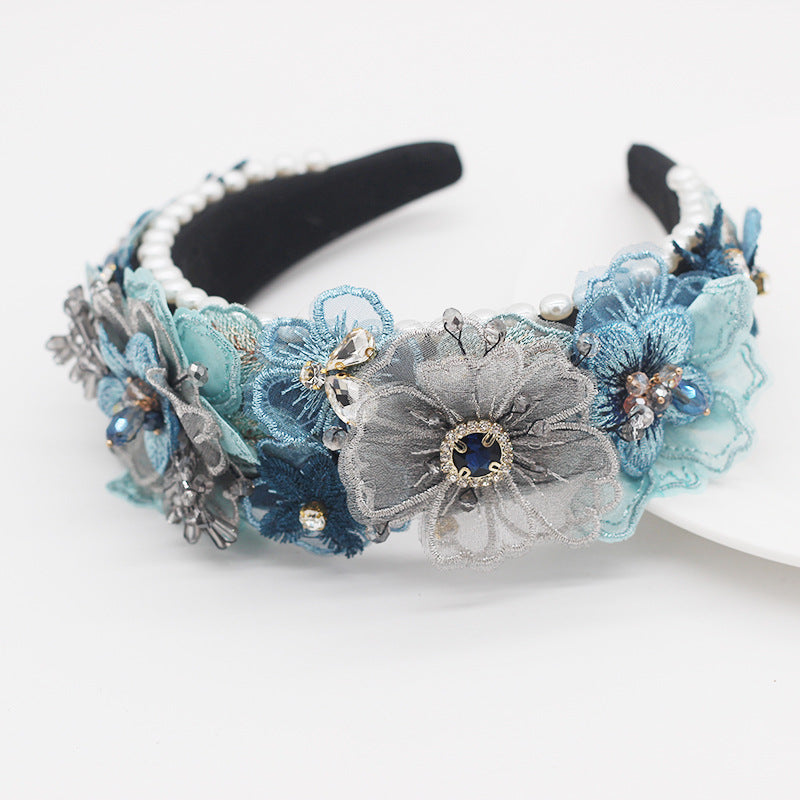 Delicate Beaded Lace Floral Headband