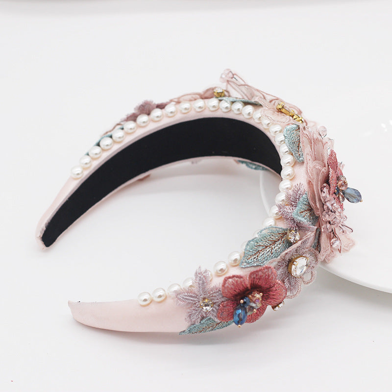 Delicate Beaded Lace Floral Headband