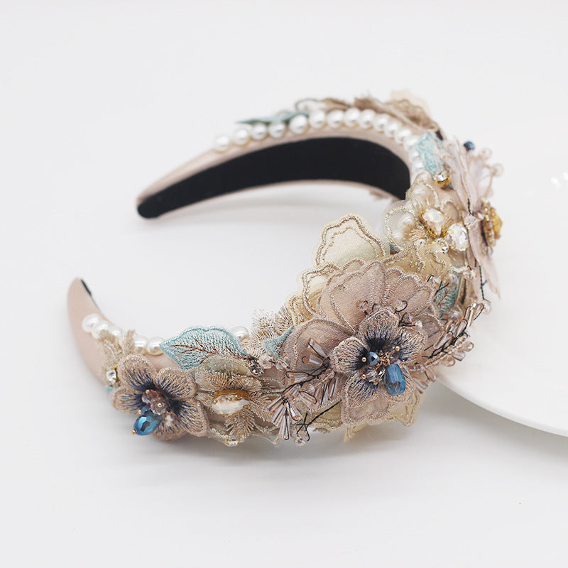 Delicate Beaded Lace Floral Headband