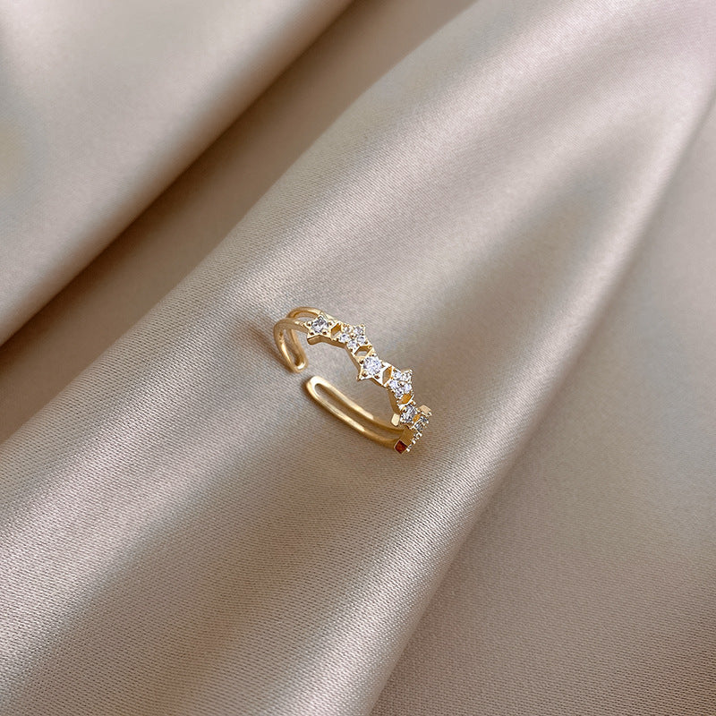 3 Piece Dainty Pearl and Rhinestone Ring Set