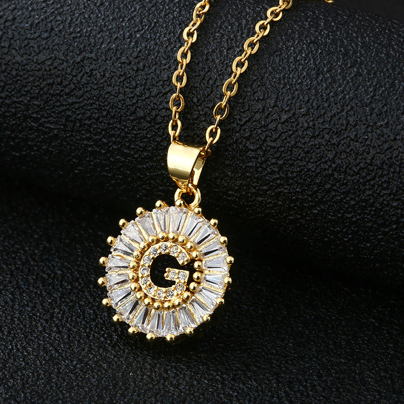 Gold Cubic Zircon Initial Necklace