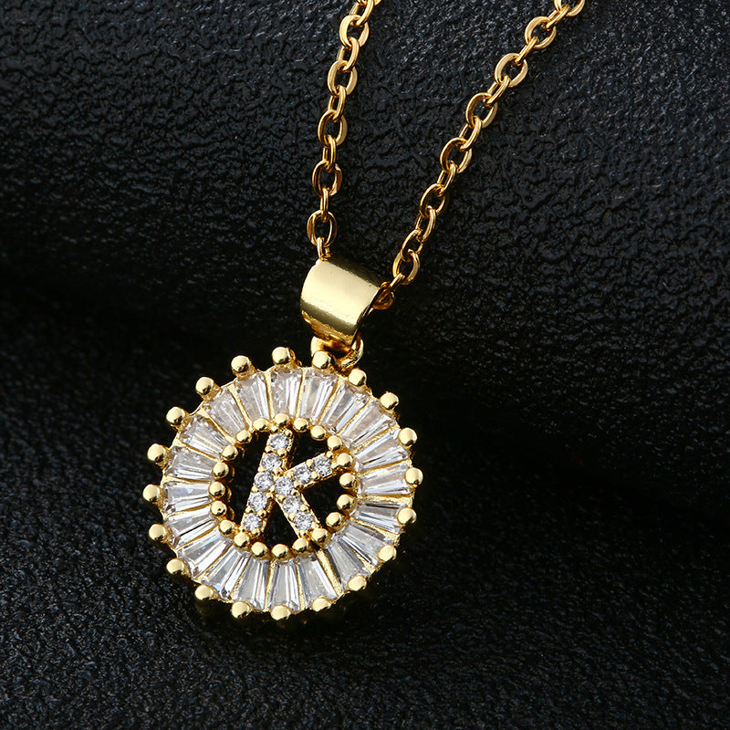 Gold Cubic Zircon Initial Necklace