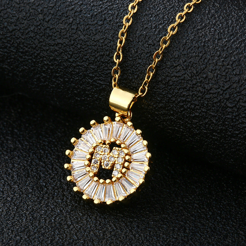 Gold Cubic Zircon Initial Necklace