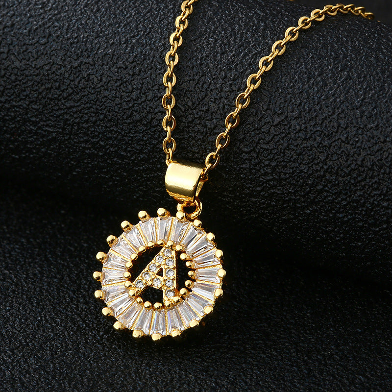 Gold Cubic Zircon Initial Necklace