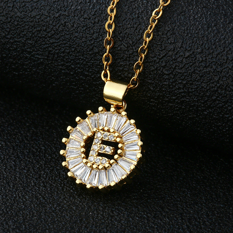 Gold Cubic Zircon Initial Necklace