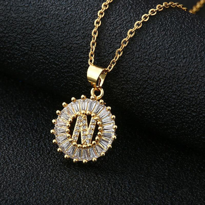 Gold Cubic Zircon Initial Necklace