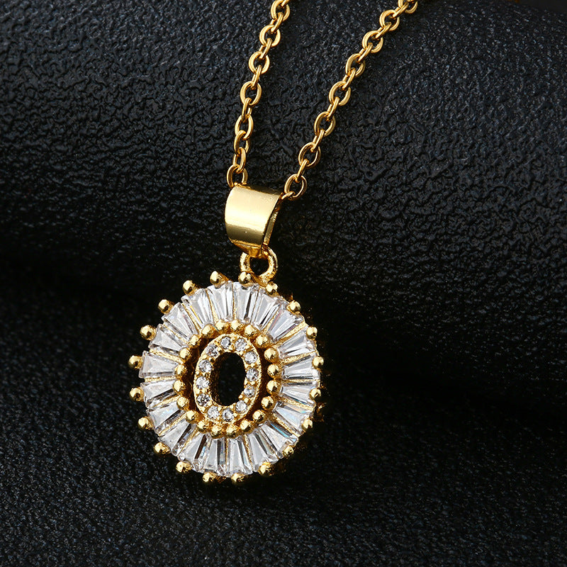 Gold Cubic Zircon Initial Necklace