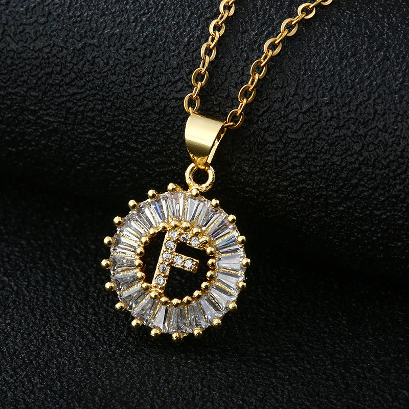 Gold Cubic Zircon Initial Necklace