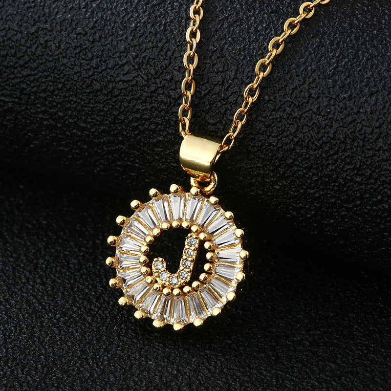 Gold Cubic Zircon Initial Necklace