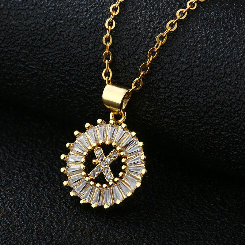 Gold Cubic Zircon Initial Necklace