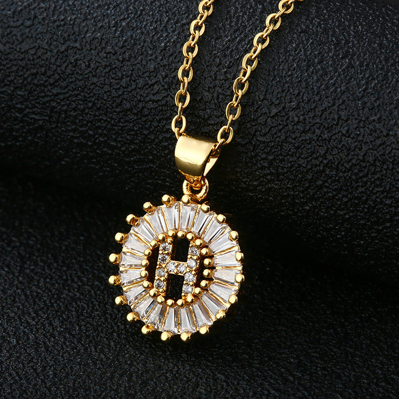 Gold Cubic Zircon Initial Necklace