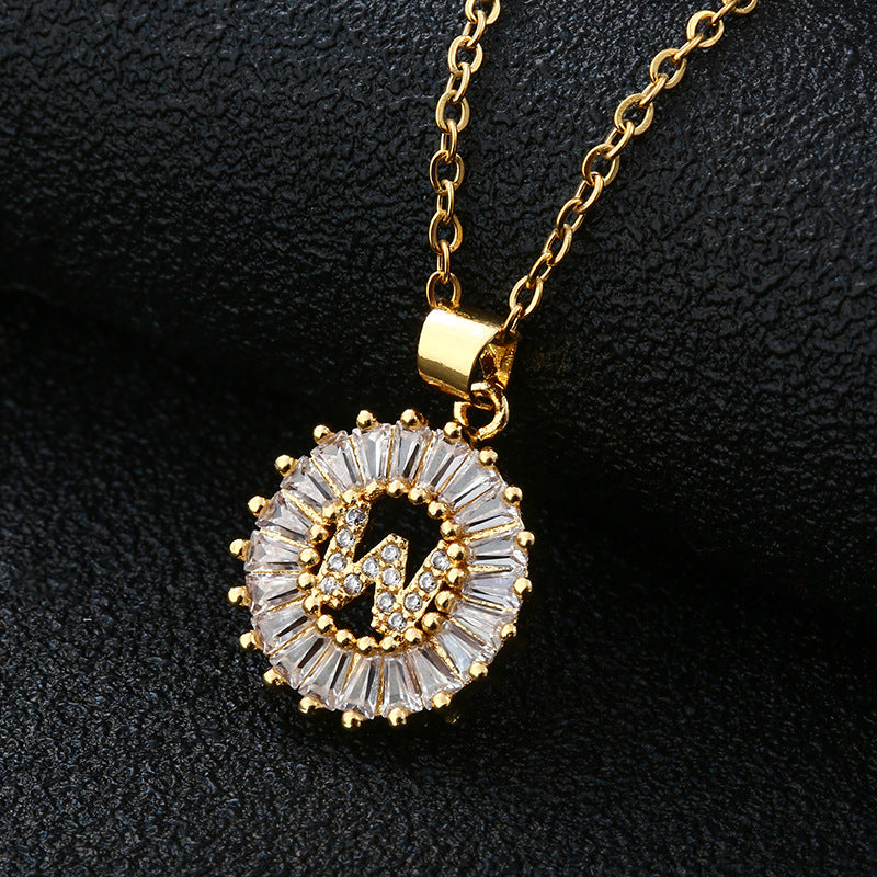 Gold Cubic Zircon Initial Necklace