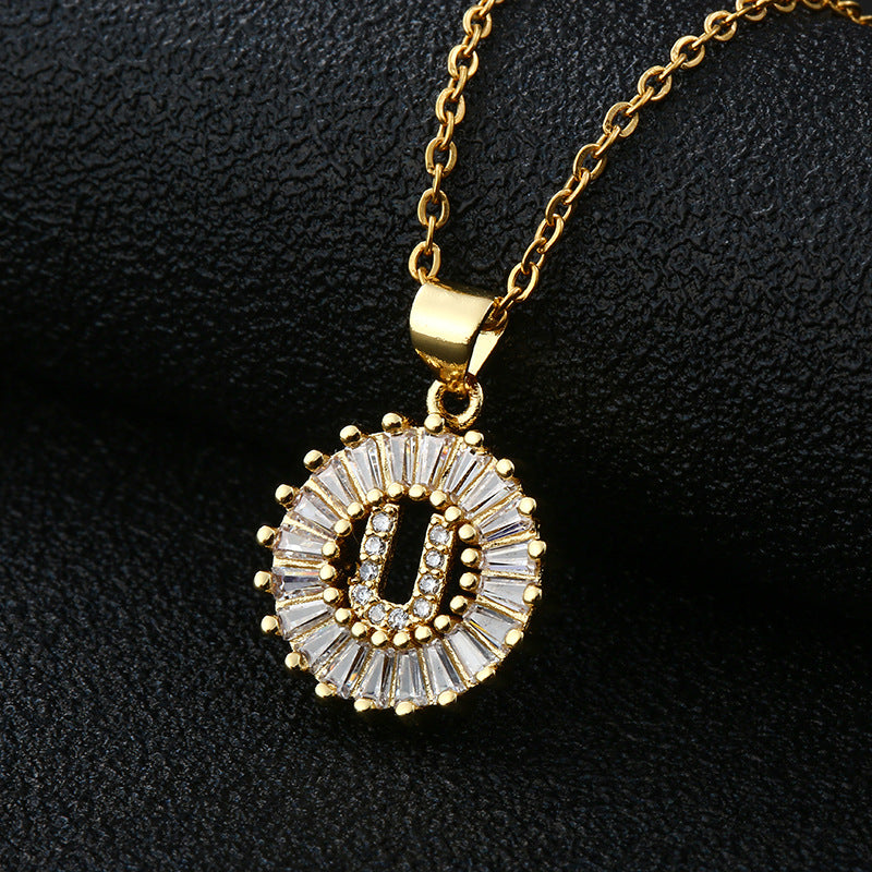 Gold Cubic Zircon Initial Necklace