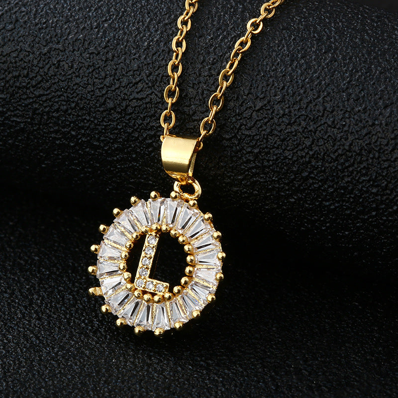 Gold Cubic Zircon Initial Necklace
