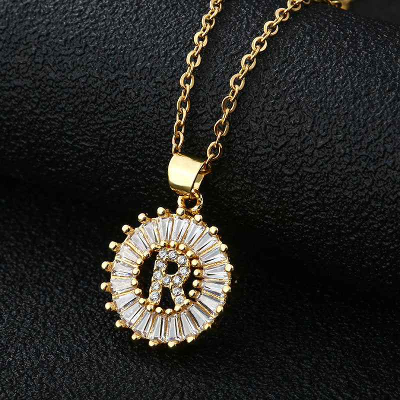 Gold Cubic Zircon Initial Necklace