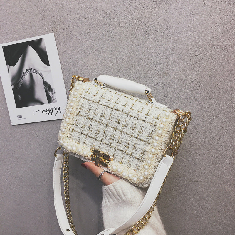 Tweed and Pearl Purse