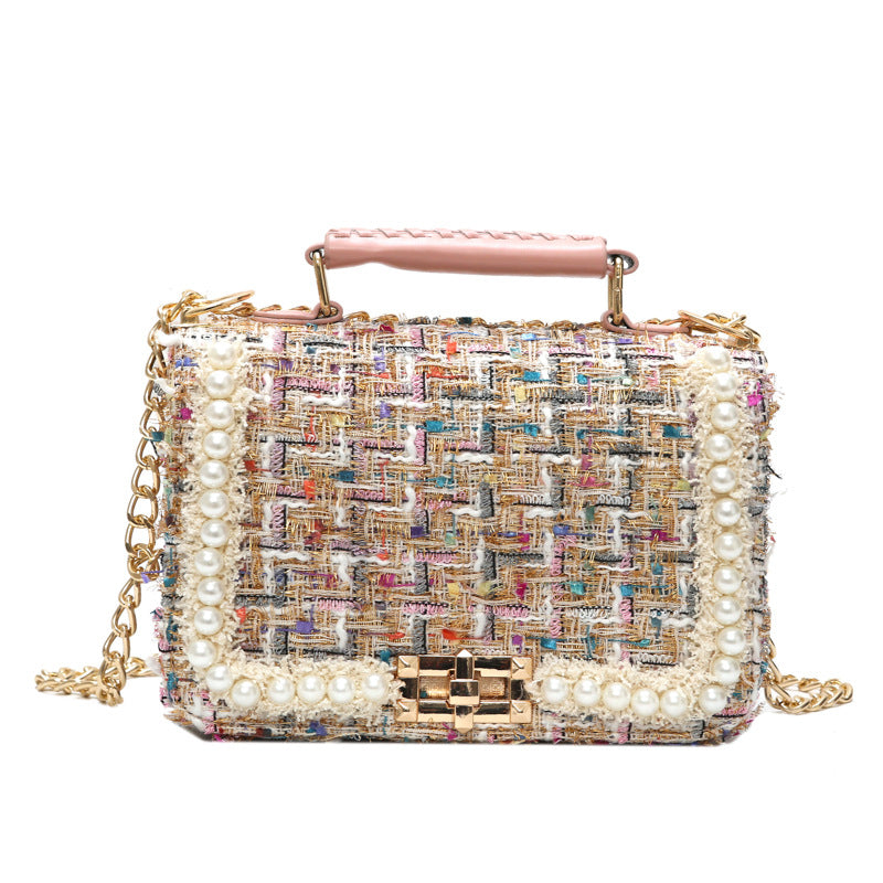 Tweed and Pearl Purse