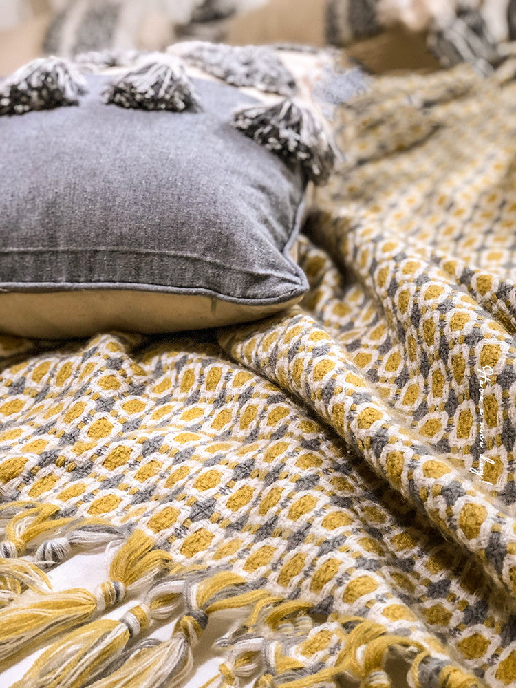 Golden Harvest Tassel Throw Blanket