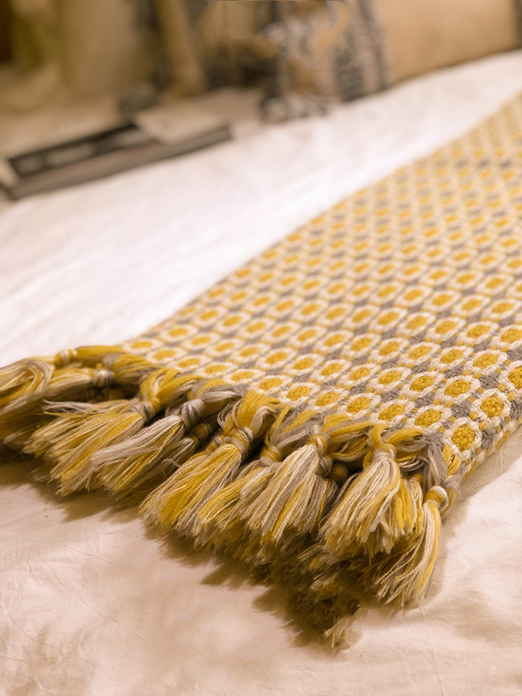 Golden Harvest Tassel Throw Blanket