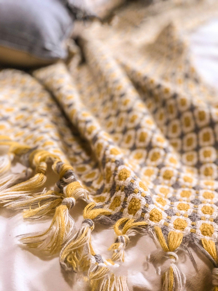 Golden Harvest Tassel Throw Blanket