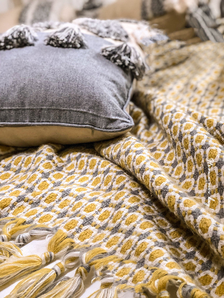 Golden Harvest Tassel Throw Blanket