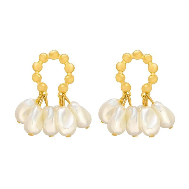 Pearl Teardrop Tassel Earrings
