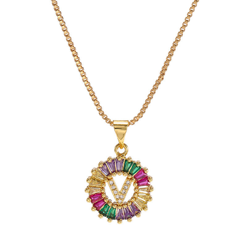 Rainbow Initial Necklace