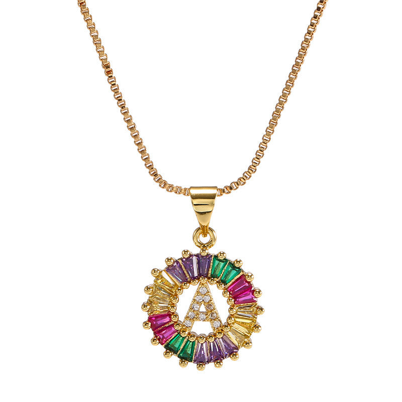Rainbow Initial Necklace