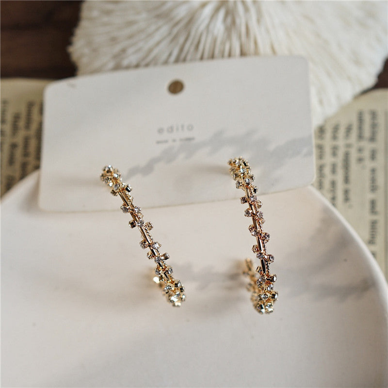 Rhinestone Wrapped C Hoop Earrings