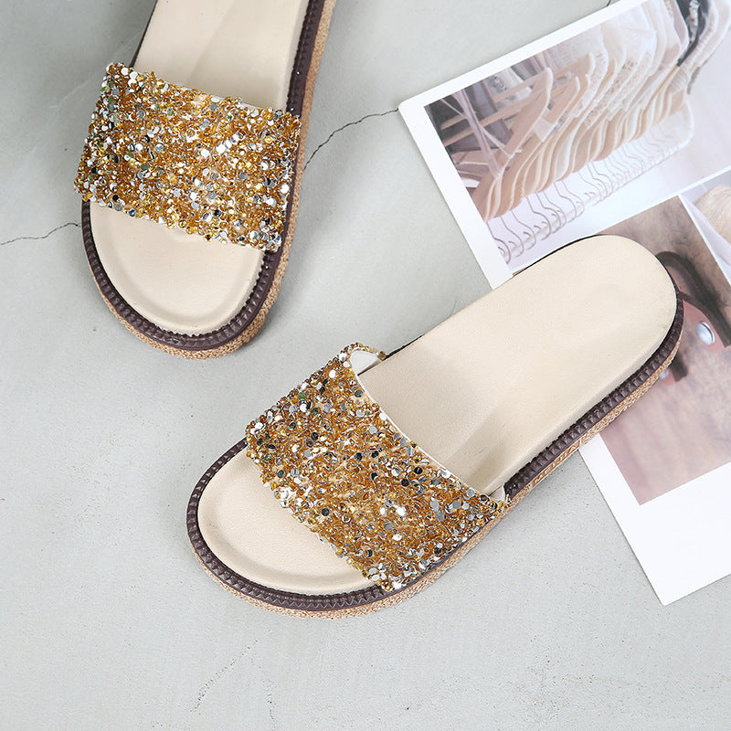 Beaded Strap Flat Sandal
