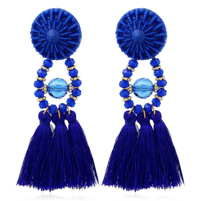 Beaded Tassel Shoulder Duster Earrings