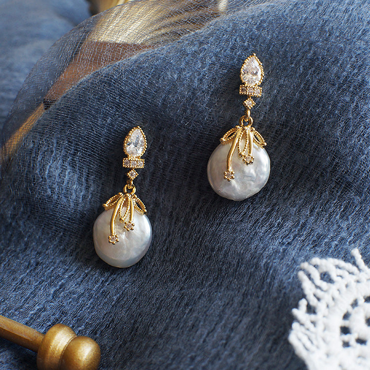 Baroque Elegance Freshwater Pearl Dangle Earrings