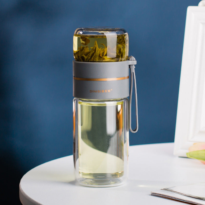 Tea Infuser Filter Glass Water Bottle