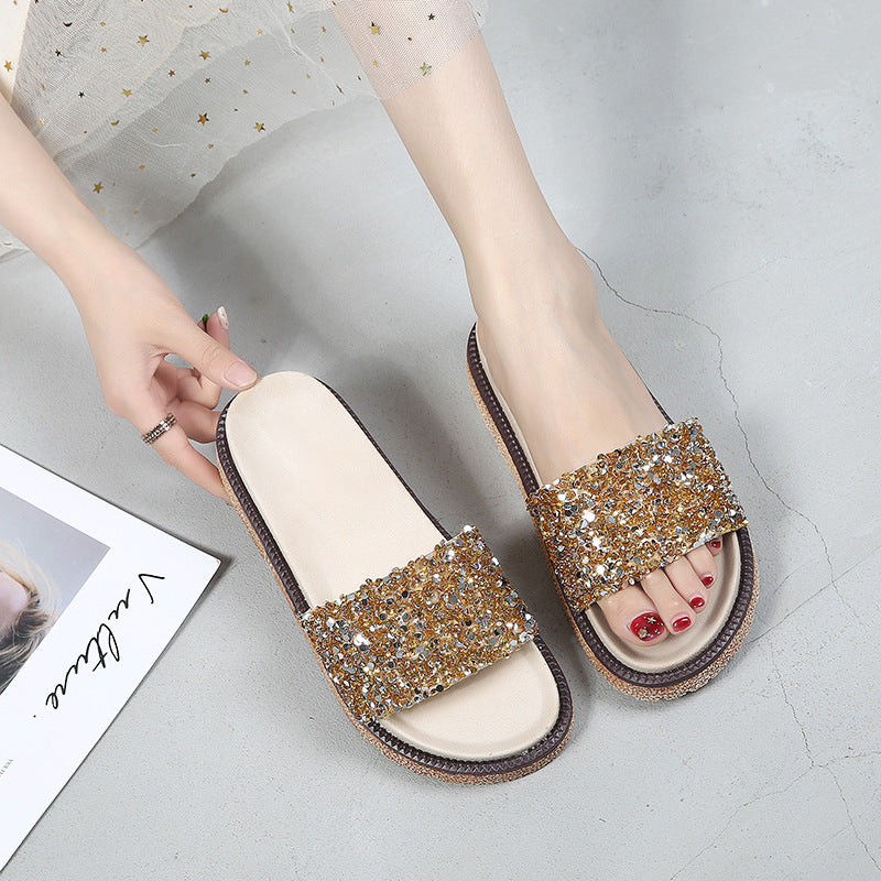Beaded Strap Flat Sandal