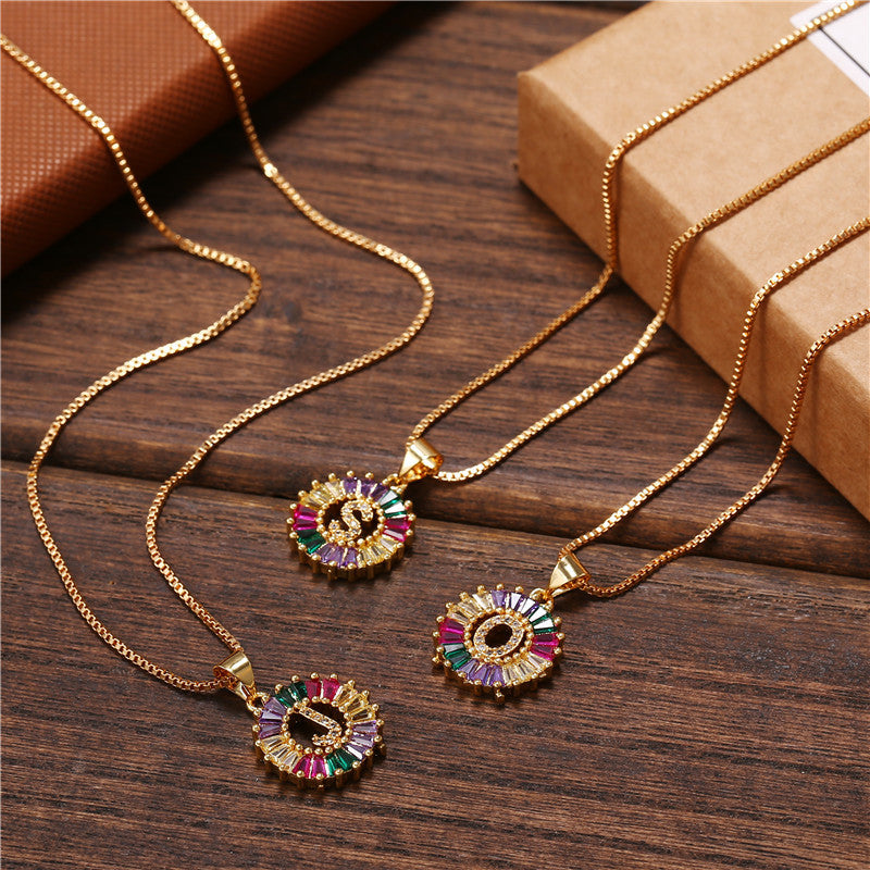 Rainbow Initial Necklace